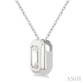 1/3 Ctw Bezel Set Emerald Cut Diamond Bubble Fashion Pendant With Chain in 14K White Gold